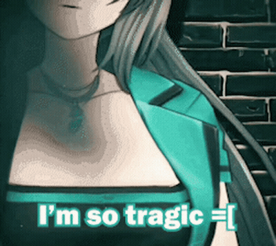 A Picture Of A Girl With The Words I 'M So Tragic Written On It GIF