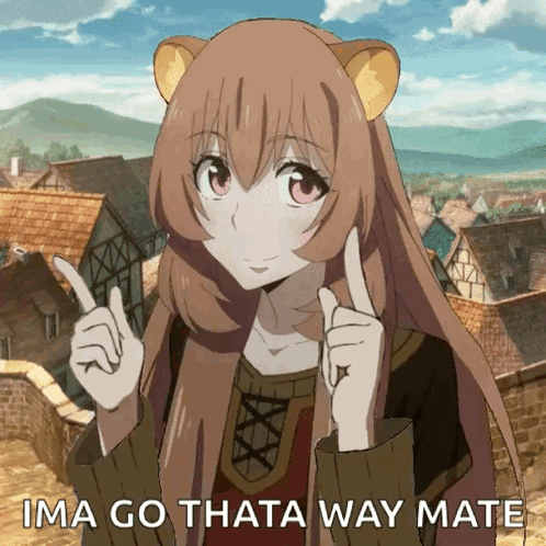 A Picture Of A Girl With The Words Ima Go Thata Way Mate Above Her GIF