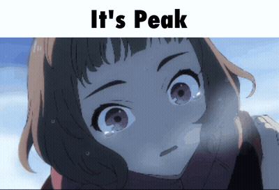 A Picture Of A Girl With The Words It 'S Peak GIF