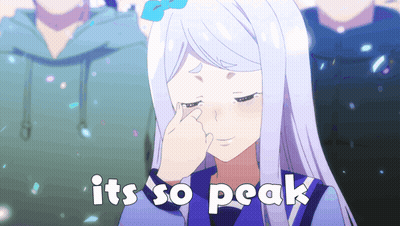 A Picture Of A Girl With The Words It 'S So Peak GIF