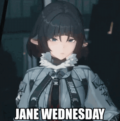 A Picture Of A Girl With The Words Jane Wednesday On The Bottom GIF