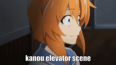 A Picture Of A Girl With The Words Kanou Elevator Scene GIF