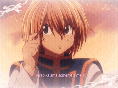 A Picture Of A Girl With The Words Kurapika Ama Somente A Mel Written Below Her GIF