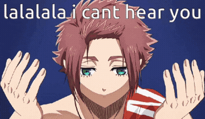A Picture Of A Girl With The Words " Lalala I Cant Hear You " Above Her GIF