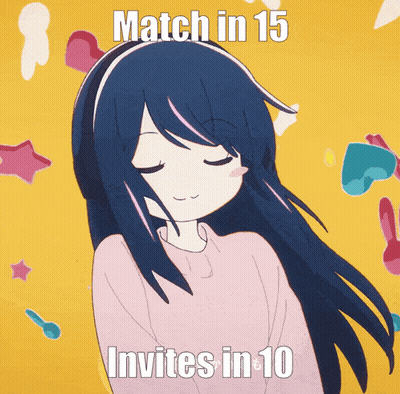 A Picture Of A Girl With The Words Match In 15 Invites In 10 On The Bottom GIF