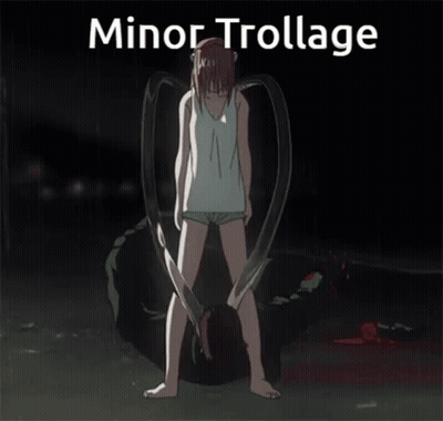 A Picture Of A Girl With The Words Minor Trollage Written On It GIF