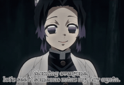a picture of a girl with the words morning everyone let 's see if someone ruins my day again below her