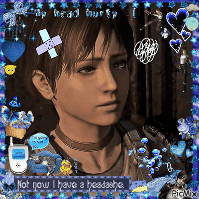 A Picture Of A Girl With The Words Not Now I Have A Headache Written On It GIF