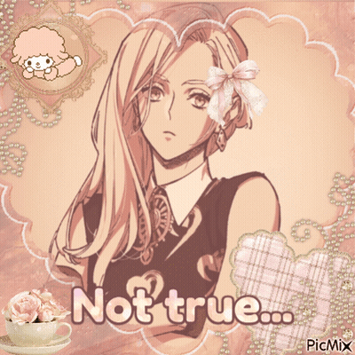 A Picture Of A Girl With The Words Not True Written On It GIF
