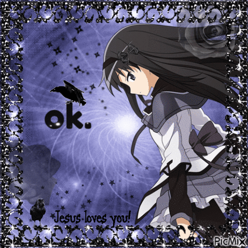 Girl With Ok Jesus Loves You Text GIF
