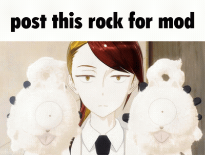 A Picture Of A Girl With The Words Post This Rock For Mod Below Her GIF