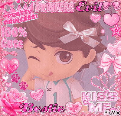 A Picture Of A Girl With The Words Pretty Princess 100 % Cute And Kiss Me GIF