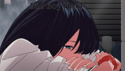 A Picture Of A Girl With The Words " Sad Boy Hours " Above Her GIF