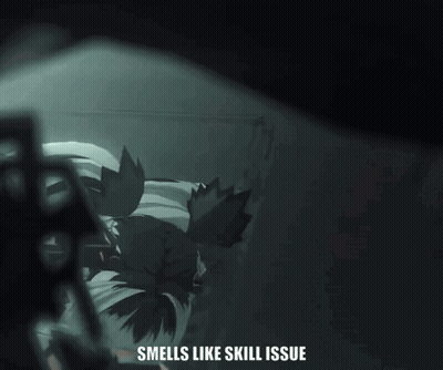 A Picture Of A Girl With The Words Smells Like Skill Issue GIF