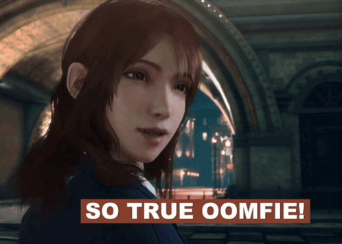 A Picture Of A Girl With The Words So True Oomfie On The Bottom GIF