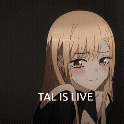 a picture of a girl with the words " tal is live " below her