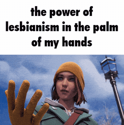 A Picture Of A Girl With The Words The Power Of Lesbianism In The Palm Of My Hands GIF