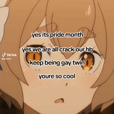 A Picture Of A Girl With The Words " Yes Its Pride Month " GIF
