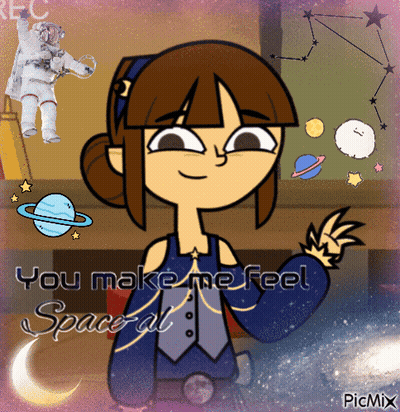 A Picture Of A Girl With The Words You Make Me Feel Space At The Top GIF