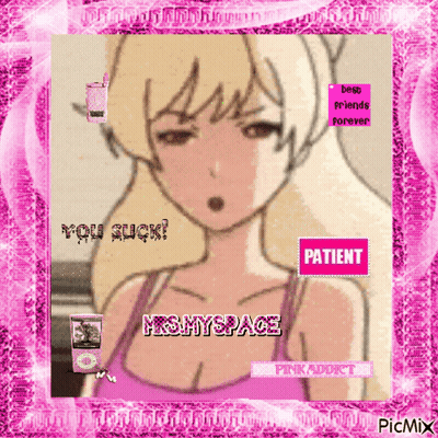 A Picture Of A Girl With The Words You Suck And Patient GIF