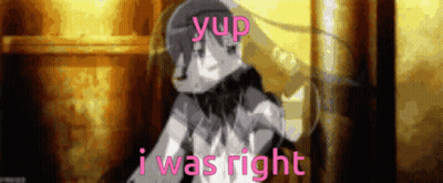 A Picture Of A Girl With The Words Yup I Was Right In Pink GIF