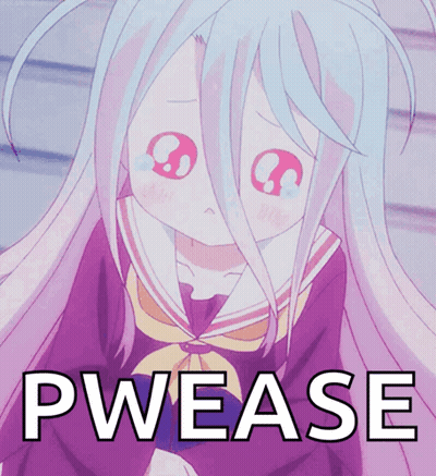 A Picture Of A Girl With White Hair And The Words Pwease On The Bottom GIF