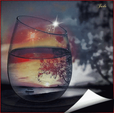 A Picture Of A Glass Of Water With A Tree In It GIF