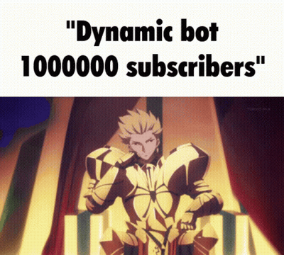 A Picture Of A Golden Knight With The Words Dynamic Bot 100000 Subscribers GIF
