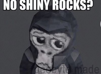 A Picture Of A Gorilla That Says No Shiny Rocks On It GIF