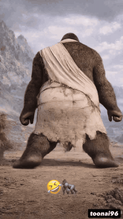 A Picture Of A Gorilla With A Toonai96 Watermark GIF
