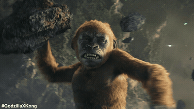 A Picture Of A Gorilla With #Godzillaxkong On The Bottom GIF