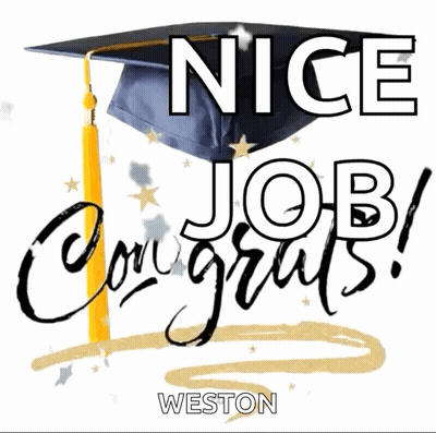A Picture Of A Graduation Cap That Says Nice Job Congrats GIF