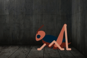 A Picture Of A Grasshopper With The Word Chirp Written Above It GIF