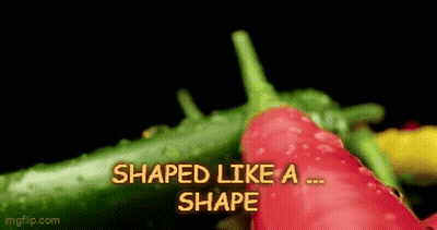 A Picture Of A Green Pepper And A Red Pepper With The Words Shaped Like A Shape GIF