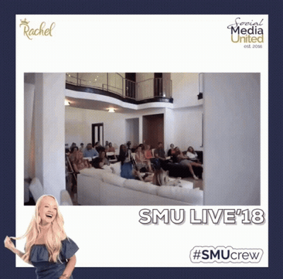 A Picture Of A Group Of People Sitting On A Couch With Smu Live 18 Written On The Bottom GIF