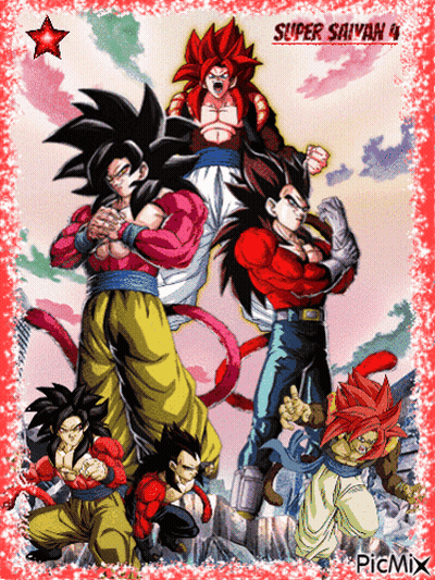 A Picture Of A Group Of Super Saiyan Characters GIF