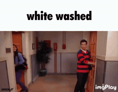 A Picture Of A Hallway With The Words White Washed On The Top GIF