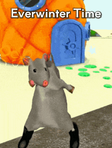 A Picture Of A Hamster Dancing With The Words Everwinter Time Above It GIF