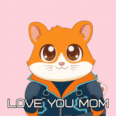 A Picture Of A Hamster With The Words Love You Mom Written Below It GIF