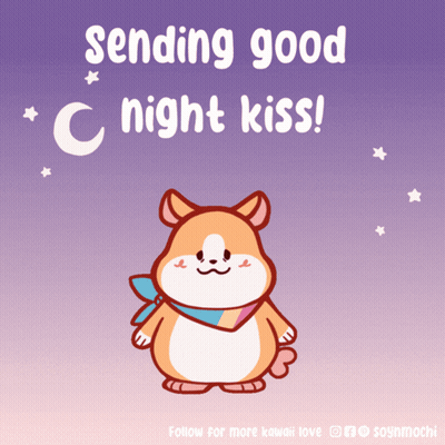 A Picture Of A Hamster With The Words Sending Good Night Kiss On It GIF