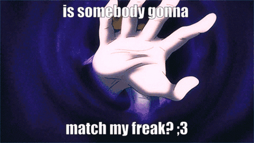 A Picture Of A Hand With The Caption Is Somebody Gonna Match My Freak ? 3 GIF