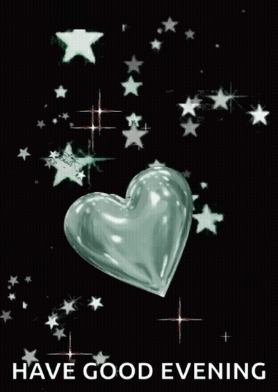 A Picture Of A Heart Surrounded By Stars And The Words `` Have Good Evening '' . GIF