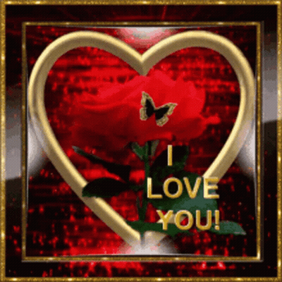 A Picture Of A Heart With A Rose And The Words " I Love You " GIF