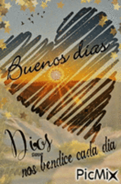 A Picture Of A Heart With The Words Buenos Dias GIF