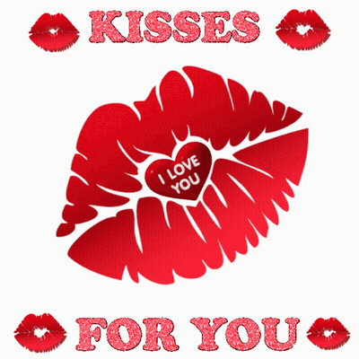 A Picture Of A Heart With The Words Kisses For You GIF
