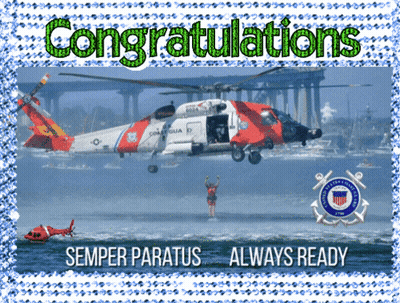 A Picture Of A Helicopter With The Words Congratulations Semper Paratus Always Ready Below It GIF