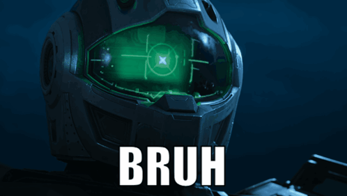 A Picture Of A Helmet With The Word Bruh Written On It GIF