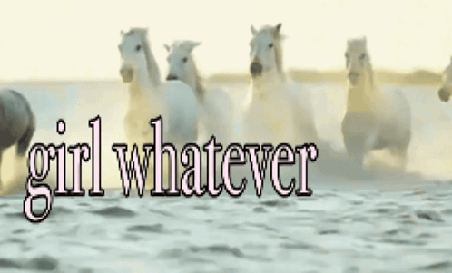 A Picture Of A Herd Of Horses With The Words Girl Whatever Below It GIF