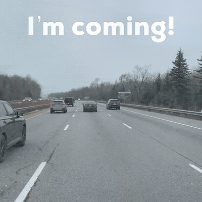 A Picture Of A Highway With The Words I 'M Coming Below It GIF