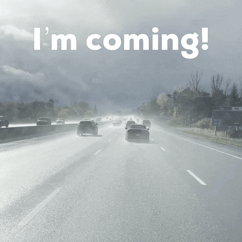 A Picture Of A Highway With The Words I 'M Coming Below It GIF
